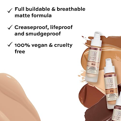 Makeup Revolution IRL Filter Longwear Cream Foundation F9.5 Colour Changing Full Coverage With Long Lasting Matte Makeup 23ml
