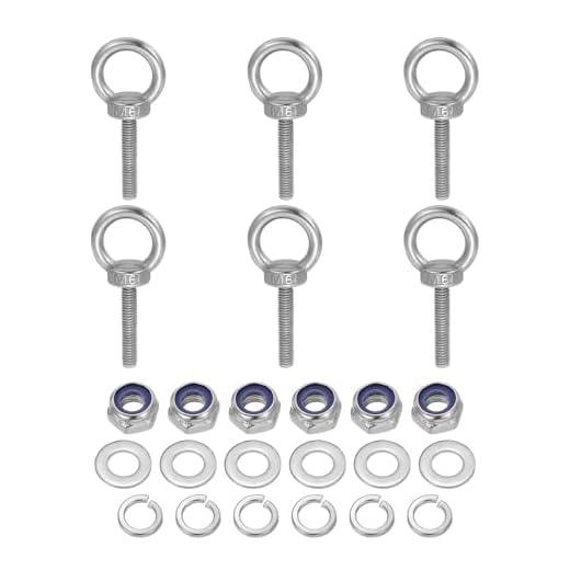 MECCANIXITY Lifting Shoulder Eye Bolt M6 x 30 mm, 304 Stainless Steel Ring Shape Male Thread Eyebolt with Nuts Washers for Engineering Port Marine Hanging Pack of 6