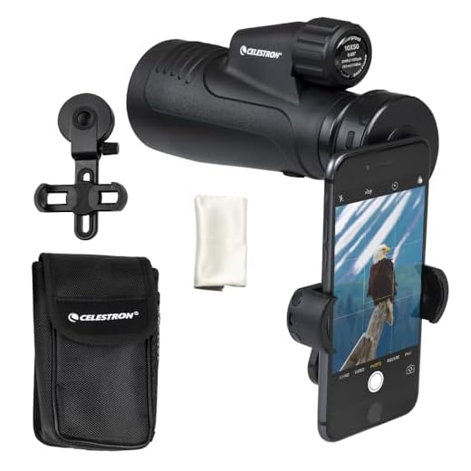 Celestron – Outland X 10x50 Monocular – Outdoor and Birding Monocular – Fully Multi-Coated Optics and BaK-4 Prisms – Bonus Smartphone Adapter and Bluetooth Remote Included
