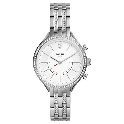 Fossil Suitor - Montre connectée Hybride avec Bracelet en Acier Inoxydable argenté pour Femme BQT5000