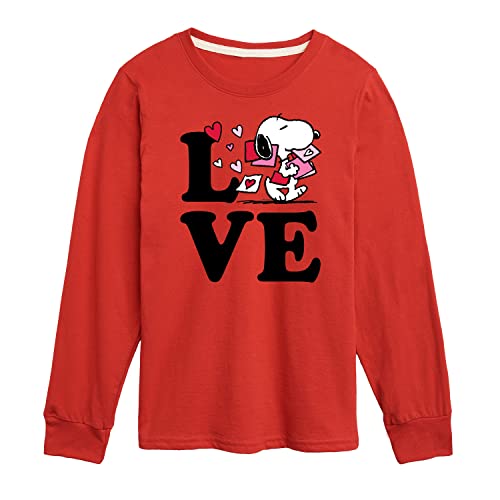 HYBRID APPAREL - Peanuts - Love Snoopy - Toddler and Youth Long Sleeve Graphic T-Shirt - Size Medium Red
