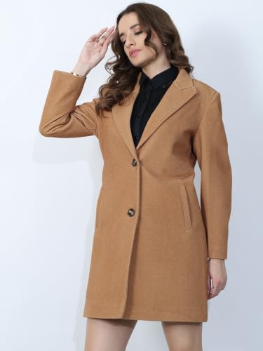 Image of PLAGG Women's Notched Lapel Long Overcoat