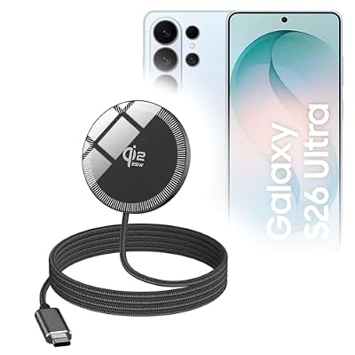 BoxWave Cables & Adapters Compatible with Samsung Galaxy S26 Ultra - MagnetoDisc Qi2 Wireless Charger (25W), Circular Magnet Desktop Travel Disc - Jet Black
