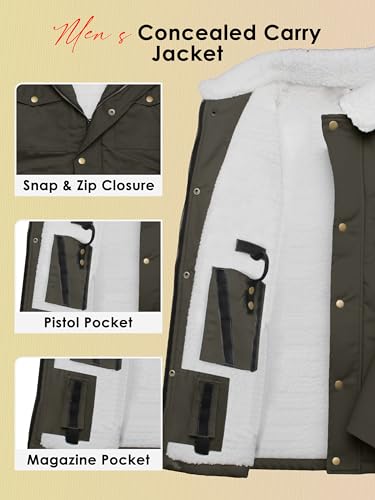 Image of URBAN BUCK Concealed Carry Jacket Men Insulated Heavy-Duty Tactical Sherpa Stealth Jacket with Pockets