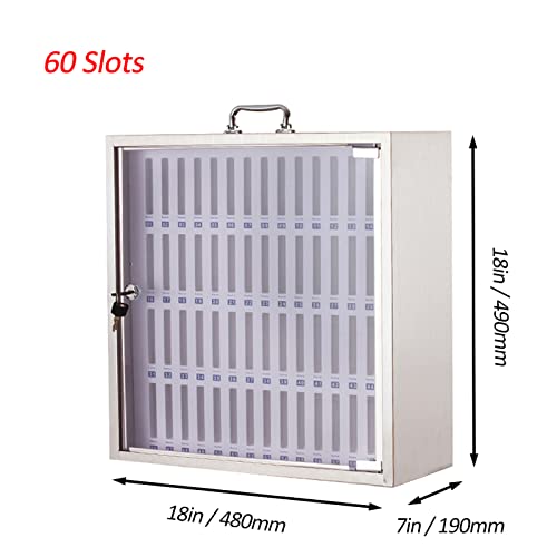 Image of Wall-Mounted Lockable Mobile Phone Storage Box with Handle - 12-Slot Safe Deposit Case for Office /Classroom Staff - Secure Cell Phone,60slots