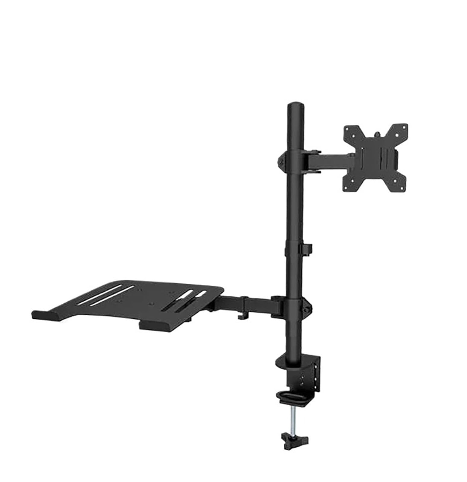 Ikpgbzxm One Color M074 Dual Lcd Monitor Desk Stand, Fully Adjustable, With Additional Tray