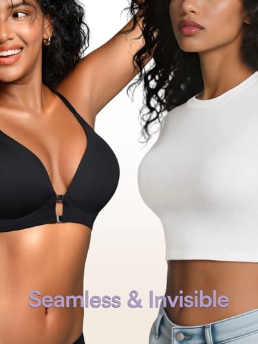 Image of Racerback Bras with Metal Magnetic Front Closure - Wireless for Women No Underwire Seamless Supportive Bralettes