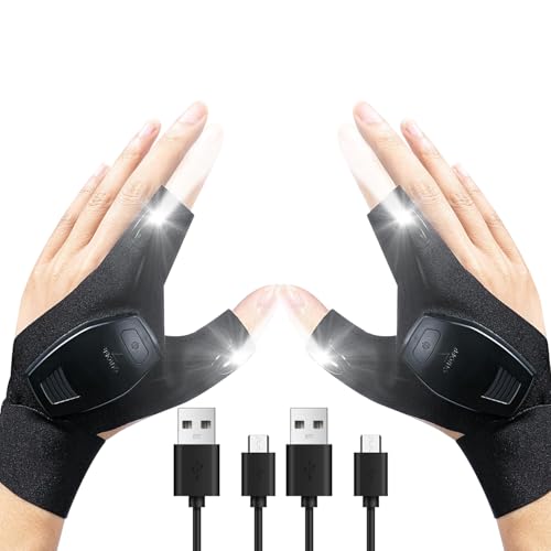 Chamgeco 1 Pair LED Flashlight Gloves, Hands Free Rechargeable Fl...