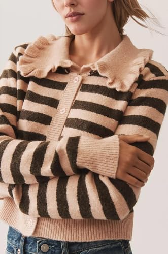 Image of HOCANDY Women Ruffle Collar Cardigan Sweater Preppy Cute Button Up Sweaters