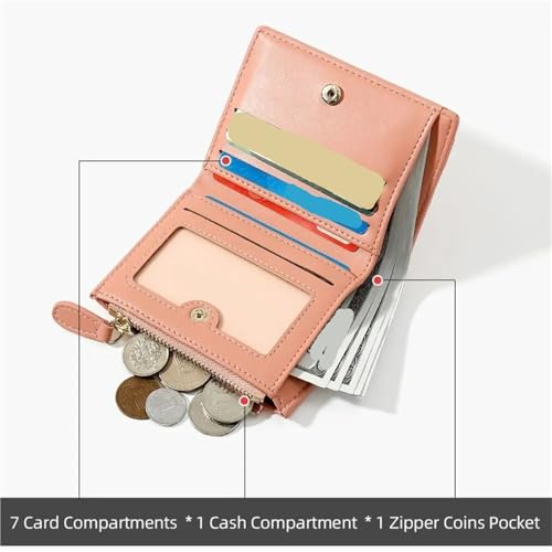 Women Purse Multi-Card Short Small Wallet Card Holder Ladies Zipper Buckle Coin Purse for Change，Credit Card(Blue)3