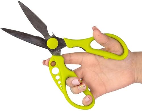 KitchInventions Strip-n-Snip™ - Herb Stripping Multi-use Scissors with Stainless Steel Blades (Green)
