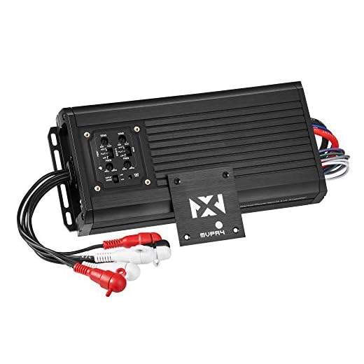 NVX MVPA.4 600W Total RMS 4-Channel Bridgeable Marine-V Series Micro Class D Compact Marine/Powersports/Motorcycle Amplifier | IPX67 Waterproof Rating