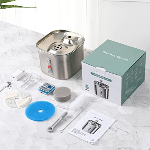 Jchope Cat Water Fountain Stainless Steel, 74Oz/2.2L Automatic Circulating Pet Water Fountain With Faucet Design & 3 Flow Speeds, Ultra Quiet Cat Fountain Water Bowl With Triple Filter For Cats Dogs #TOP6