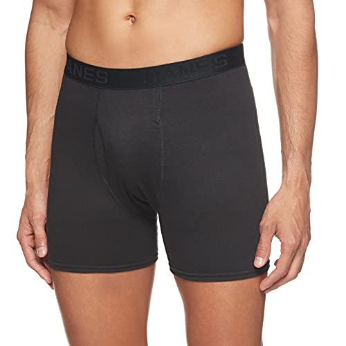 Hanes Ultimate Men's 4-Pack ComfortBlend Boxer Briefs with FreshIQ, Black/Grey, Medium