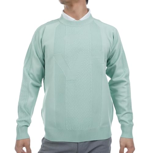 [ビバハート] メンズ ゴルフ セーター ワンカラーニットプルオーバー Lグリーン