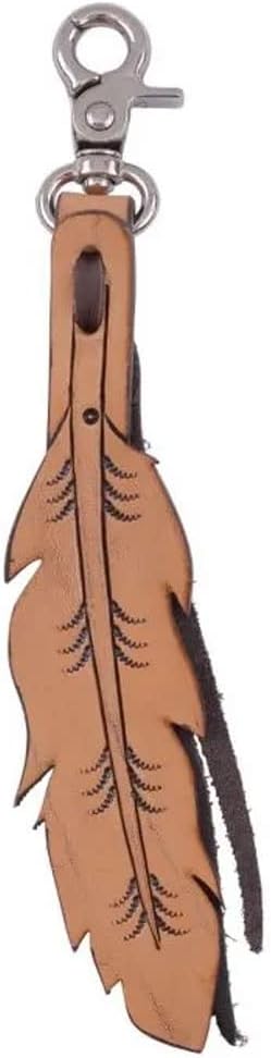 Reinsman Circle Y Saddle Charm Tooled Feather
