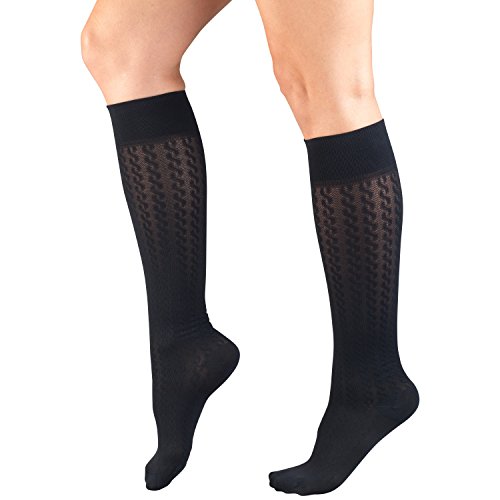 Image of Truform Compression Socks, 15-20 mmHg, Knit Women's Dress Socks, Knee High Over Calf Length