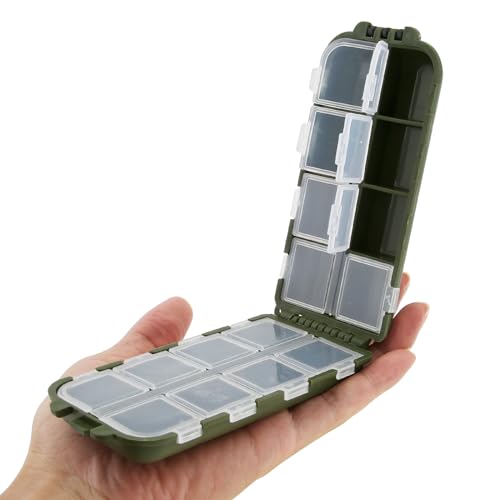 OriGlam Small Portable Fishing Box Case, 13 Compartments Mini Storage Container, Hooks Lure Baits Grid for Fishing Accessories