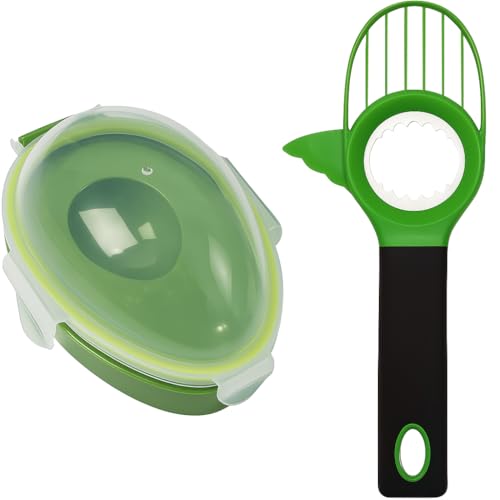 Pack 2 en 1 Cortador de Aguacate y Recipiente con Tapa Hermética | Cuchillo para Deshuesar y Envase para Guardar Aguacate en Nevera
