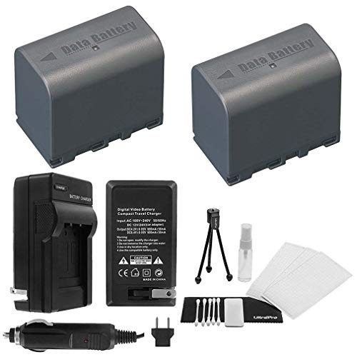 2-Pack Bn-Vf823 High-Capacity Replacement Batteries With Rapid Travel Charger For Select Jvc Camcorders. Ultrapro Bundle Includes: Camera Cleaning Kit, Screen Protector, Mini Travel Tripod #TOP20