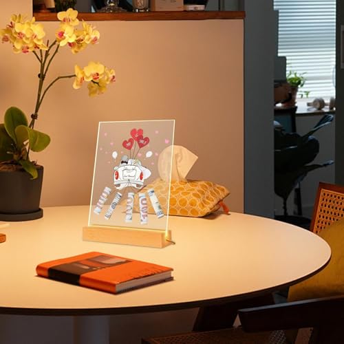 Porte-monnaie LED pour couples avec base en bois déco