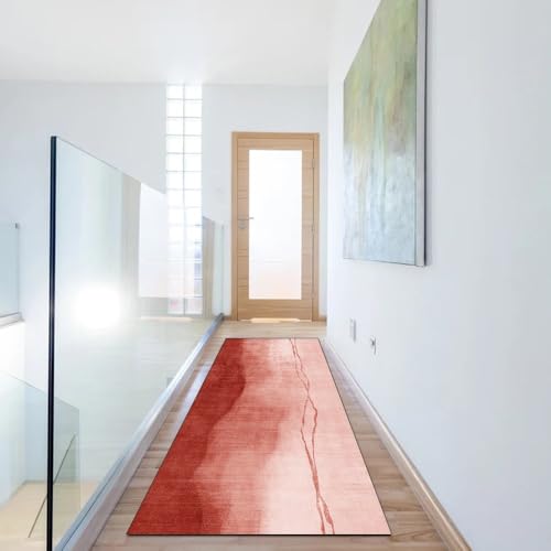 Alfombra de pasillo roja de 100x250cm decoración abstracta antideslizante lavable 6