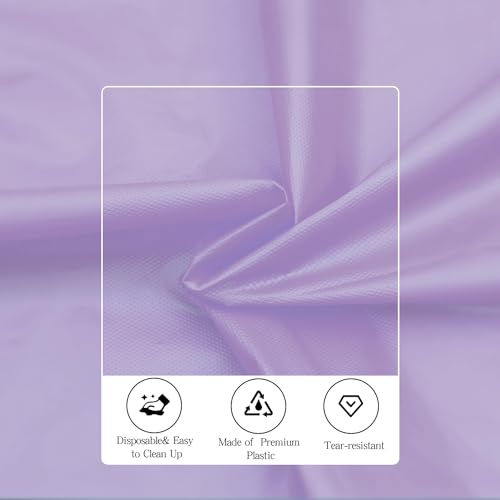 Image of tujol Lavender 6 Pack Plastic Table Cloth 84 inch, Disposable Round Tablecloth Table Cover, Plastic Tablecloths for Parties