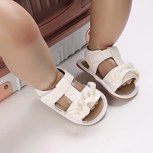 Baby Girls PU Leather Sandals Infant Outdoor Open Toe Comfortable First Walkers Toddler Ankle Ruffle Bowknot Shoes2