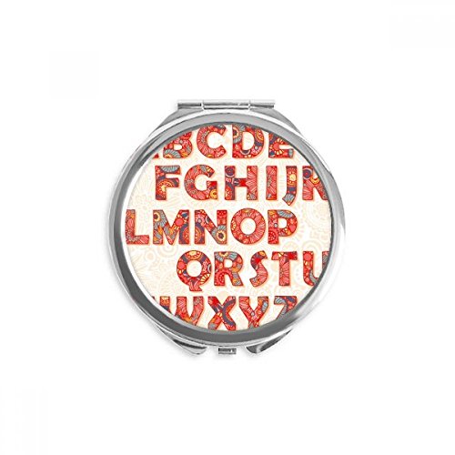 Miroir rond maquillage de poche floral avec lettre personnalisable format compact portable