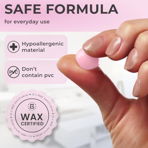 Image of Peace&Quiet PQ Wax Ear Plugs for Sleeping, Swimming - 50 Soft Noise Cancelling Silicone Gel Wax Earplugs for Sleep and Swimmers, Ear Protection with Sound Blocking Level of 32 Db,