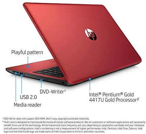 HP 15.6in Touchscreen Laptop Intel Pentium N5000 with UHD Graphics 605 4GB RAM 500GB HDD DVD-Writer Bluetooth Windows 10 Red Color (Renewed)
