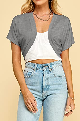Image of Lock and Love Women's Versatile Open Front Lightweight Short Sleeve Bolero Shrug