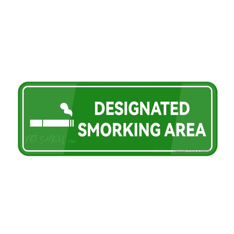 FOSHINInformative Acrylic Plastic Sign Designated Smoking Area Sign 10 X 3 Inch Self Adhesive Use For Office/Business Easy To Apply