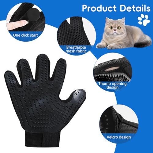 Image of Qpets Pet Grooming Glove & Water Sprayer, Deshedding & Massaging Mitt for Cats & Dogs Wet /Dry Use with Silicone Bristles Fur Remover for Bathing & Shedding Control