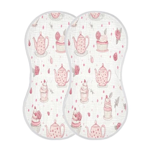 Cups and Strawberries Burp Cloths Cotton Baby Washcloths,Large 22x11in Burping Cloth Absorbent and Soft for Newborn Baby Boys and Girls,2 Pack2
