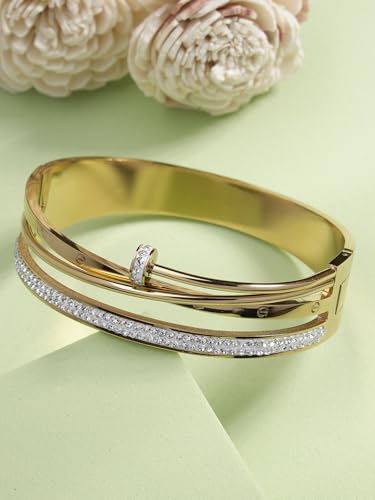 Image of Scintillare by Sukkhi Stainless Steel Multilayer Openable Kada Bracelet Jewellery for Women & Girls|Anti Tarnish Jewellery|Gifts for Wife Girlfriend Mother Sister