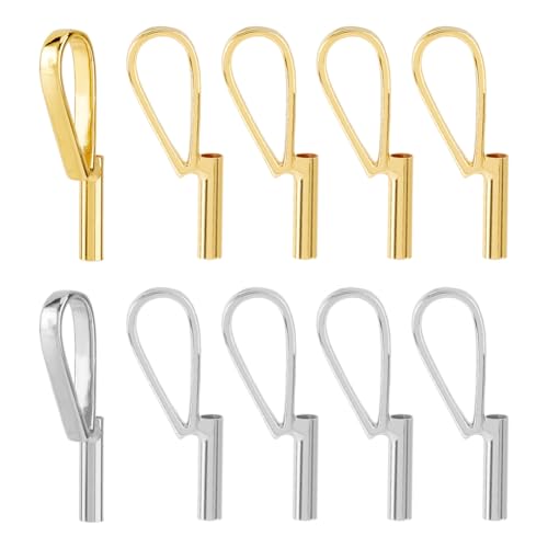 Image of SUPERFINDINGS 10Pcs 2 Colors Vertical Pin to Pendant Brooch Pendant Converters Alloy Brooch Pin to Necklace Keychain Converters Tube Design with Bail Convert for Necklace Keychain Hair Rope
