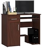 ADGO Jay Escritorio de 90x74x50 cm, 1 Cajón y 1 Armario, Bandeja Extraíble para Teclado, Mesa de Oficina para el Trabajo, Estudio, Habitación de Los Niños, Rectangular, para Estudiantes (Wenge)