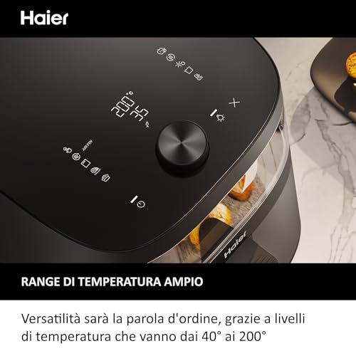 Friggitrice ad aria Haier Serie 5, 9 in 1, Display, Cuocere, Arrostire, Grigliare, Cottura Lenta, Scongelare, Yogurt, 7L, [Nero] - Immagine 4