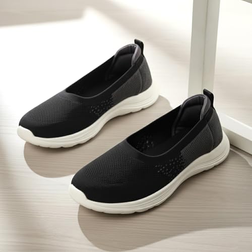Image of YOHO Knitted Slip-Ons for Women | Lightweight, Stylish & Casual Without Lace Sneakers for Woman | Extra Soft Insole & Shock Absorbing, Walking Loafer Shoes for Ladies SOS-113