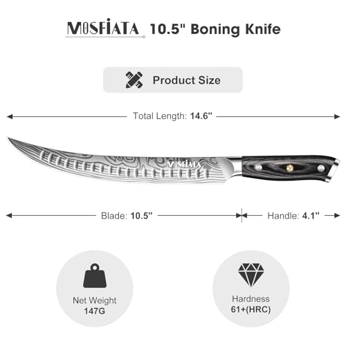 MOSFiATA Butcher Boning Knife, 10.5 inch Sharp Filleting Knife German EN1.4116 Stainless Steel for Meat and Fish Kitchen Knife with Ergonomic Handle Gift Box - Image 3