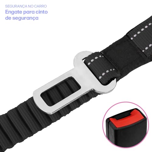 Coleira Peitoral Antipuxão Cães Power MADOG + Guia Elástica (Azul, G)