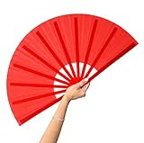 13inch Large Rave Fan Popping Fan Clacking Fans for Line Dancing,Hand Fans for Women Foldable,Boots on The Ground Fan,Portable for Outdoor,Wedding,Party,Decoration(Red,1 Pack)