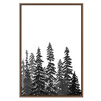 SIGNWIN Canvas Wall Art Black and White Tall Pine Trees Print Nature Wilderness Mixed Media Farmhouse/Country Closeup Relax/Calm Duotone for Living Room, Bedroom, Office - 16