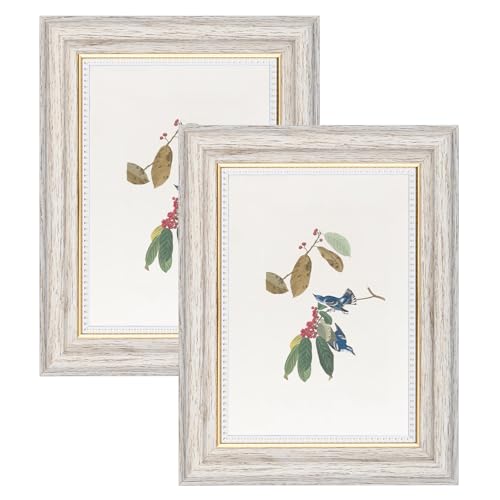 YoHyien Juego de 2 Marcos de Fotos Vintage 13x18 cm, Marcos para Cuadros Retro de Pared y Mesa, Portaretratos para Fotos Shabby Chic Horizontal y Vertical, Picture Photo Frames (Blanco, 13 x 18 cm)