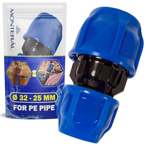 Racor Reductor Ø 32 mm x 25 mm de Polipropileno PP Manguito para Conectar Tubo Polietileno PE - MONTERAL