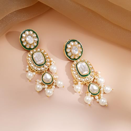 Image of Rubans Necklace Maangtikka Set Gold Plated Kundan & Pearl Jewellery Gift for Women & Girls
