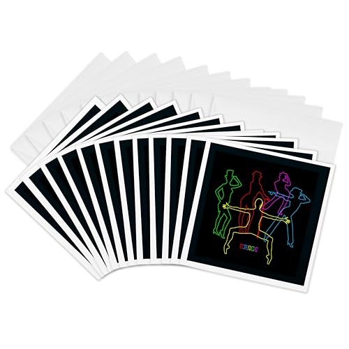 Cartes de vœux danseuses de jazz 15x15 cm 3dRose Gc_295054_2 noires
