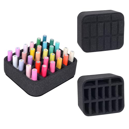Image of Nail Polish Organizer Holder Foam Pad DIY with 15 Slots(12 Vertically and 3 Horizontally) for Storage Makeup /Nail Polish /Essential Oil Tray for Drawers Black