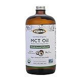 Flora Health MCT Oil - Organic Supplement - Brain Fuel Energy Boost - C8 & C10 Acids - Keto, Kosher, Non-GMO Verified - 100% Ethically Sourced Coconuts - Liquid, Glass Bottle - 32 Fl Oz